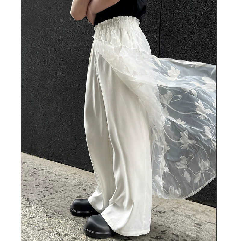 Mesh Overlay Wide-Leg Multi-Wear Pants - Image 6
