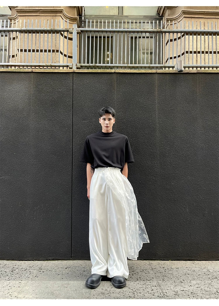 Mesh Overlay Wide-Leg Multi-Wear Pants - Image 8