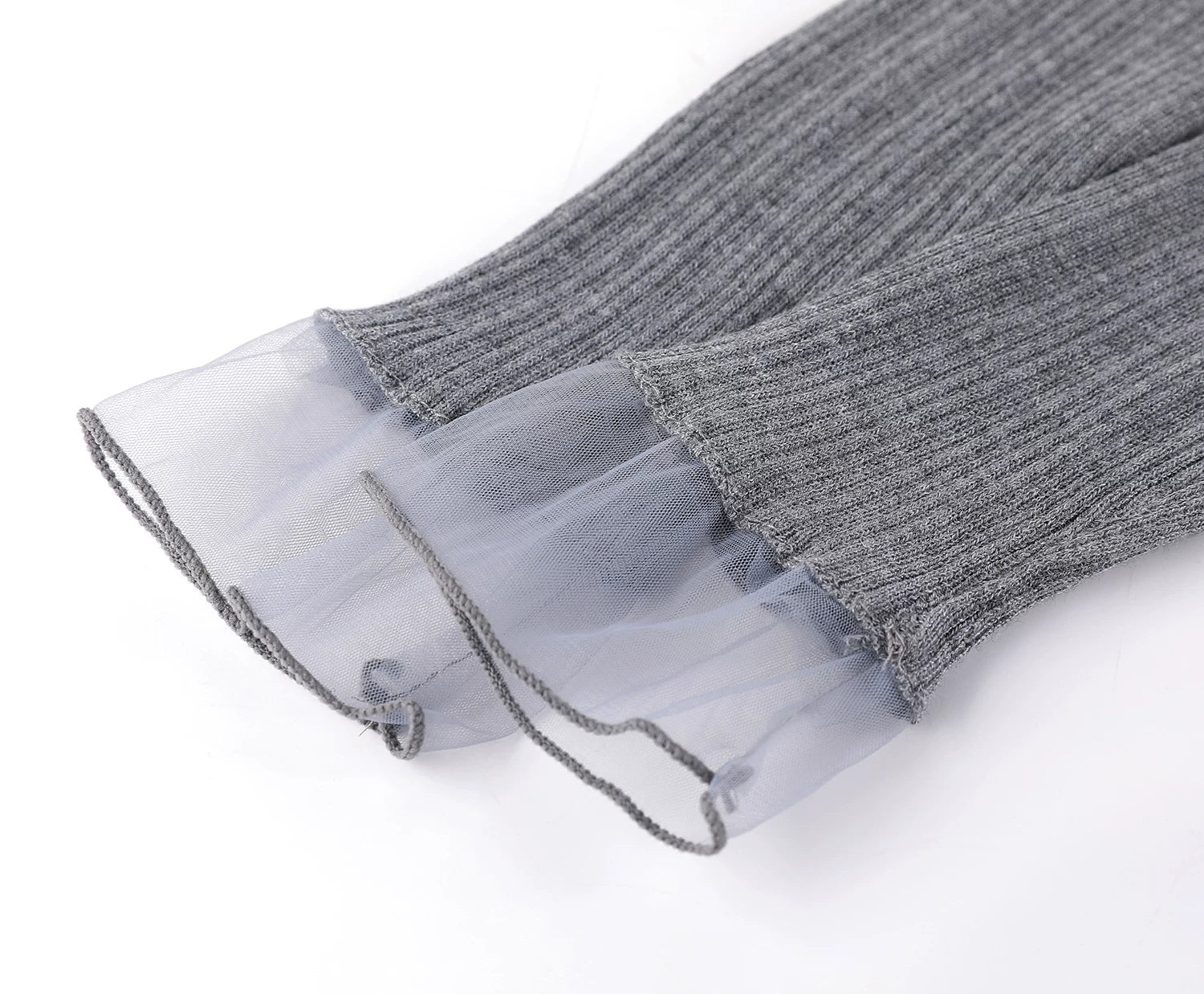 Mesh Patchwork Tie-Bow Knit Top - Image 7