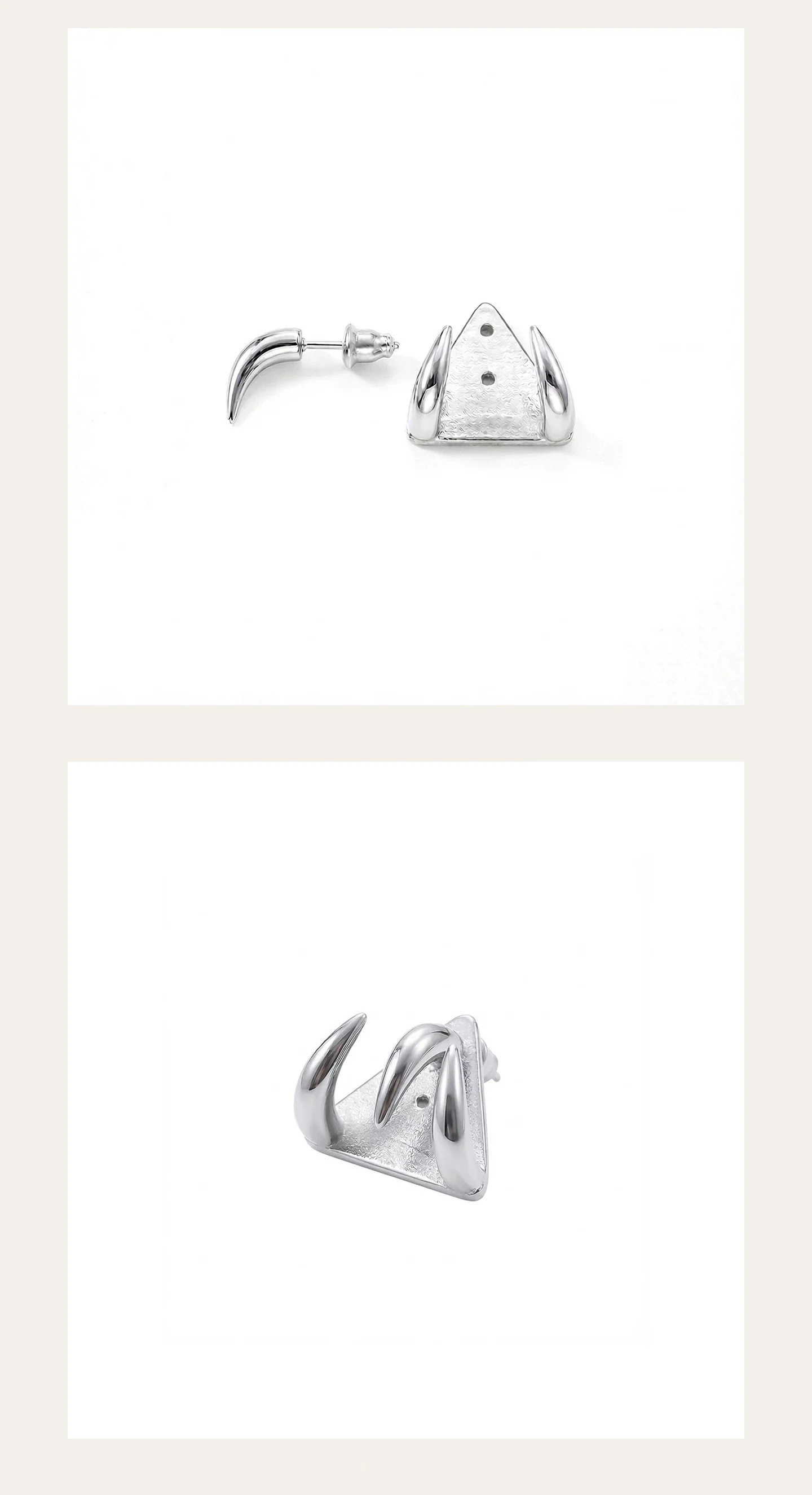 Metal Devil Claw Stud Earrings - Image 6