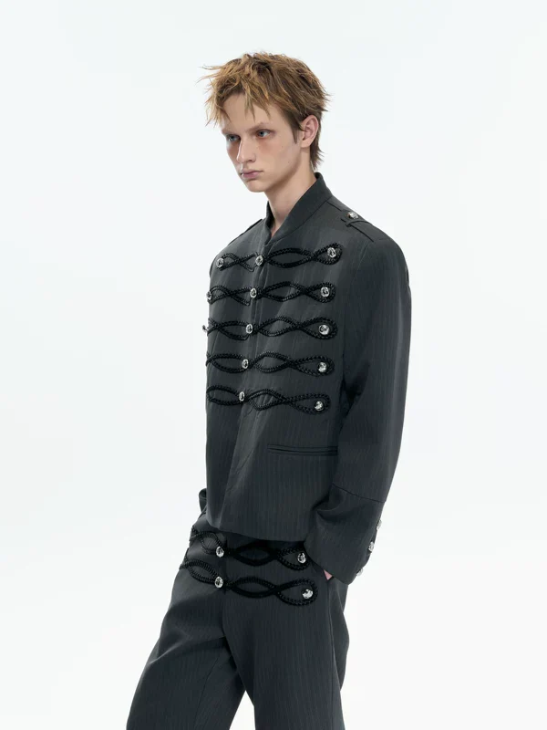 Metal Buttons Military-Inspired Short Jacket - Image 4
