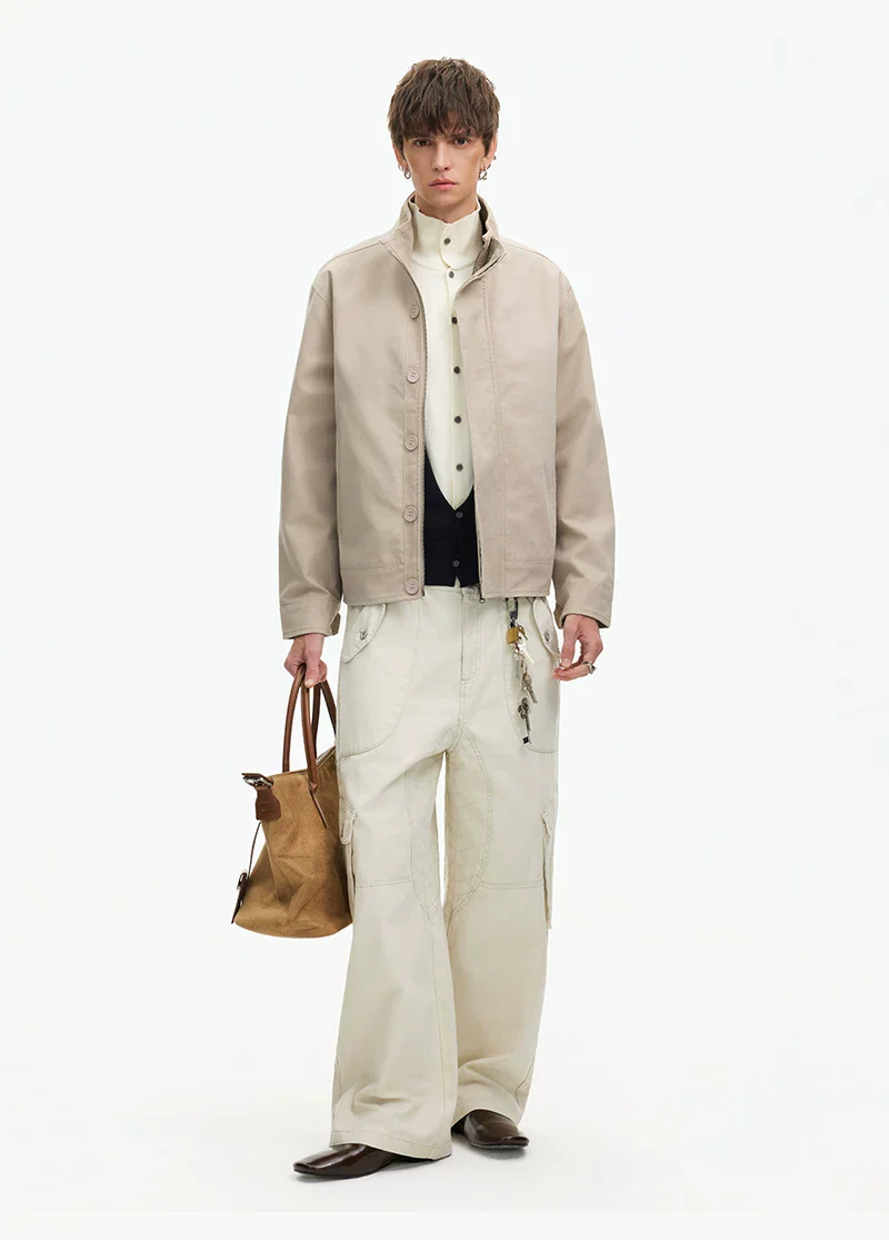Military Style Stand Collar Work Jacket - Image 10