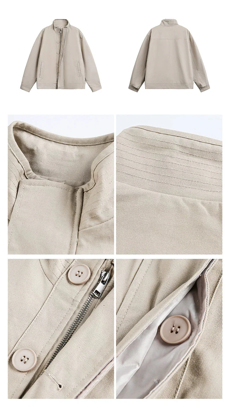 Military Style Stand Collar Work Jacket - Image 12