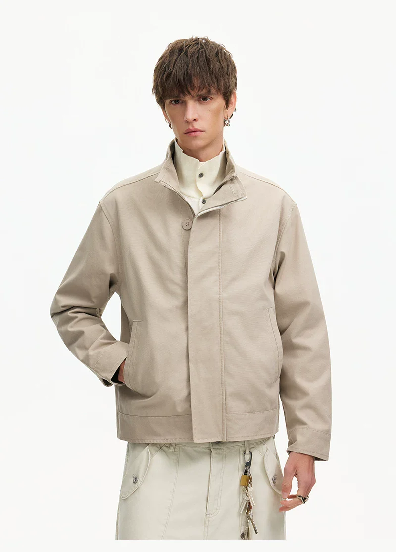 Military Style Stand Collar Work Jacket - Image 8