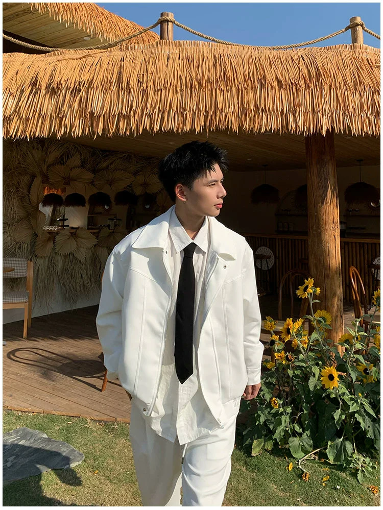 Minimalist Casual Collared Jacket and Pants - Image 3