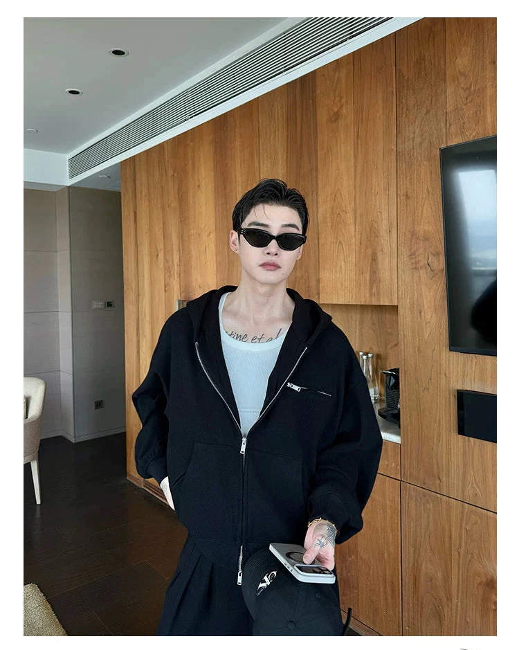 Minimalist Hooded Cardigan and Wide-Leg Pants - Image 6
