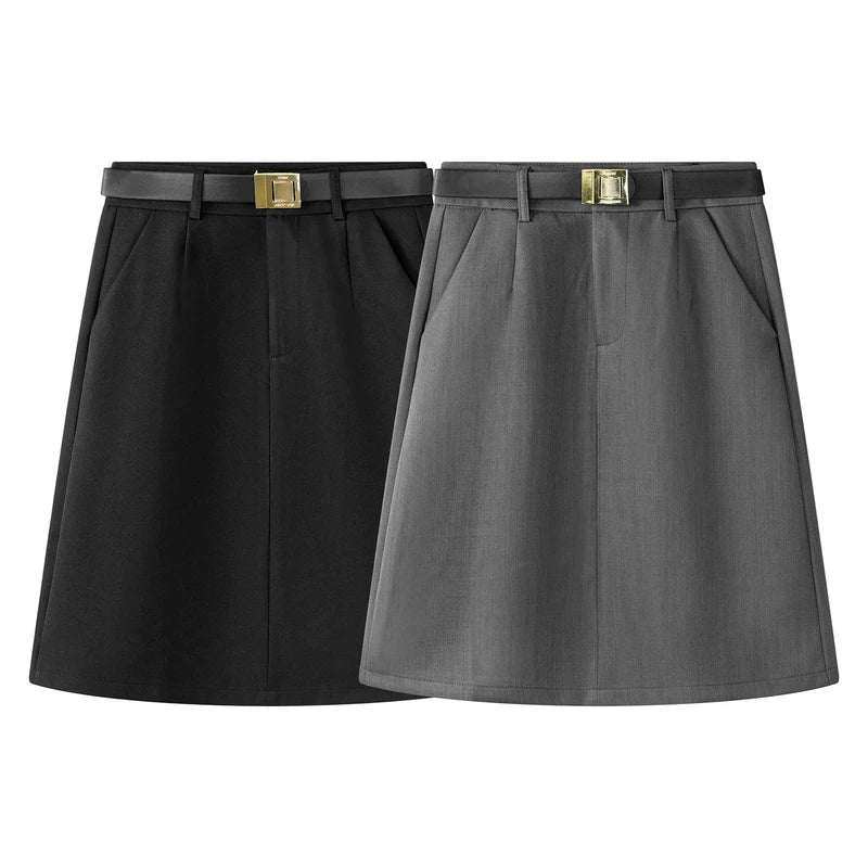 Minimalist Preppy A-Line Suit Skirt