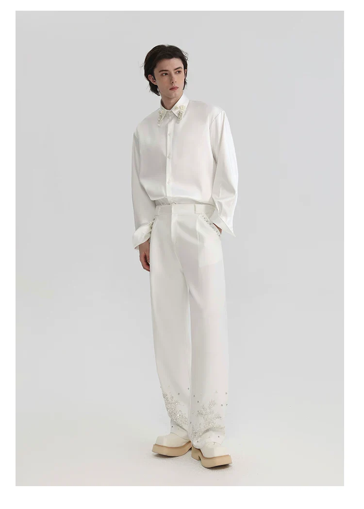 Minimalist Satin Long Sleeve Shirt - Image 6