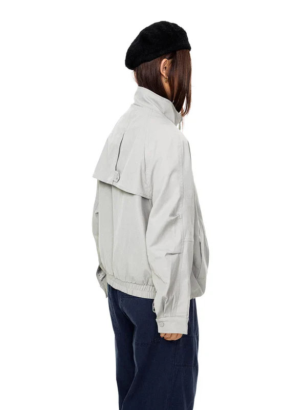 Stand Collar Concealed Placket Jacket - Image 3