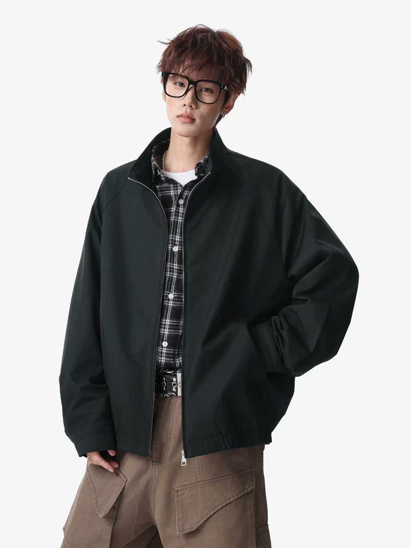 Minimalist Stand Collar Workwear Jacket - Image 2
