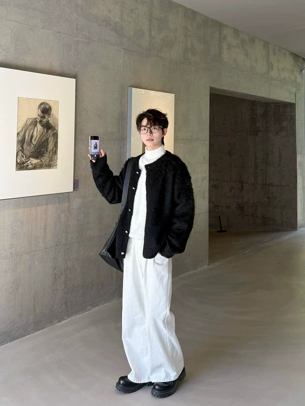 Mohair Button-Up Cardigan Sweater - Image 7