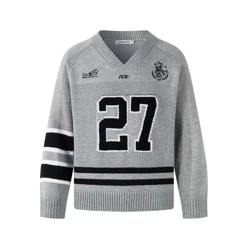 Number 27 V-Neck Knit Sweater - Image 6