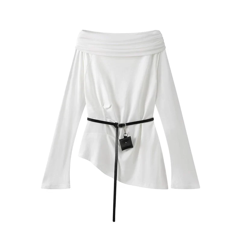Off-Shoulder Asymmetrical Belted Top - Image 4