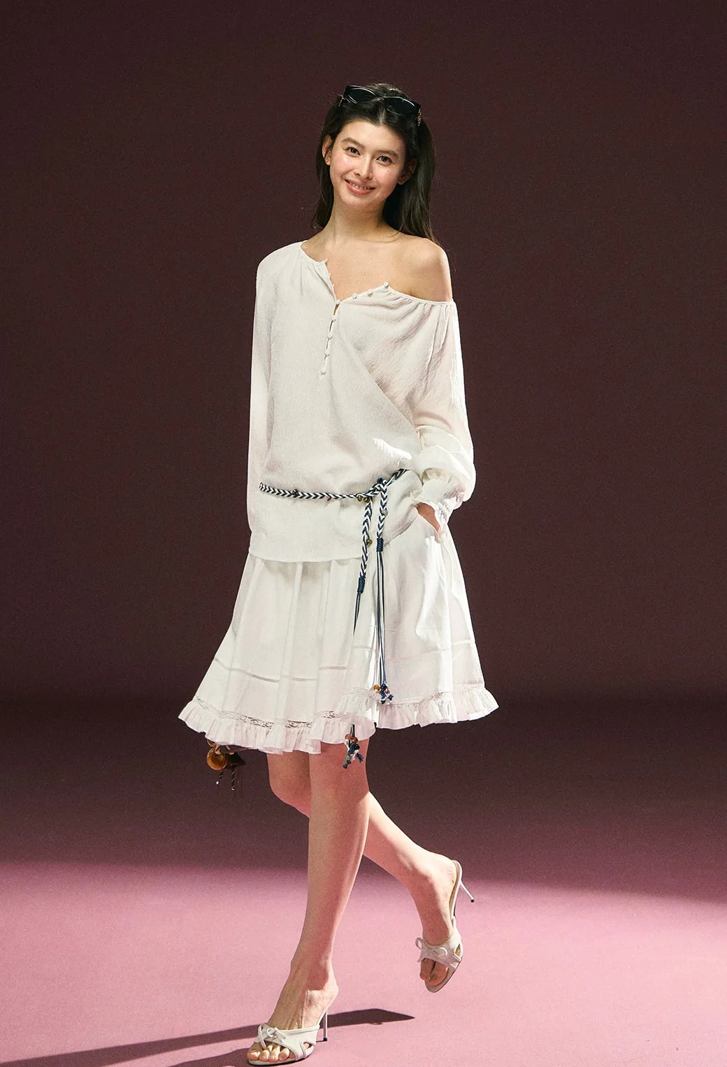 Off-Shoulder Button Front Pullover - Image 6