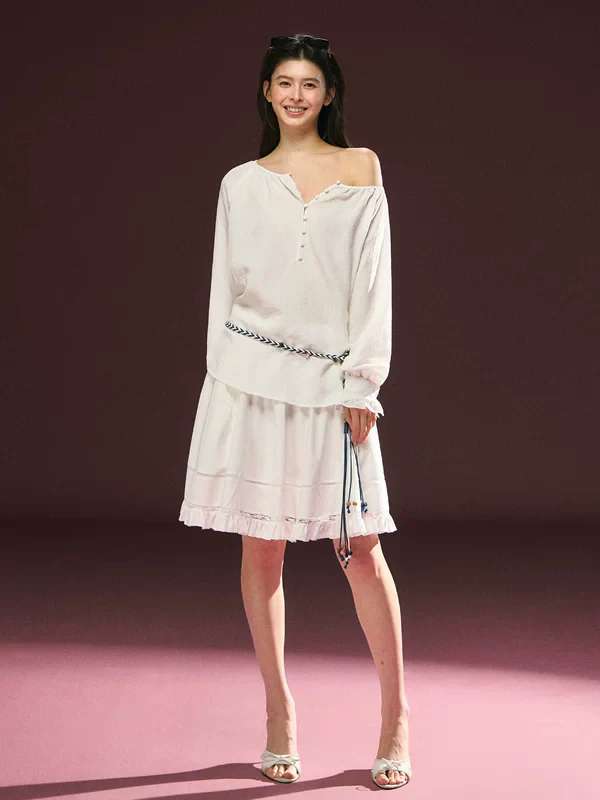 Off-Shoulder Button Front Pullover - Image 7