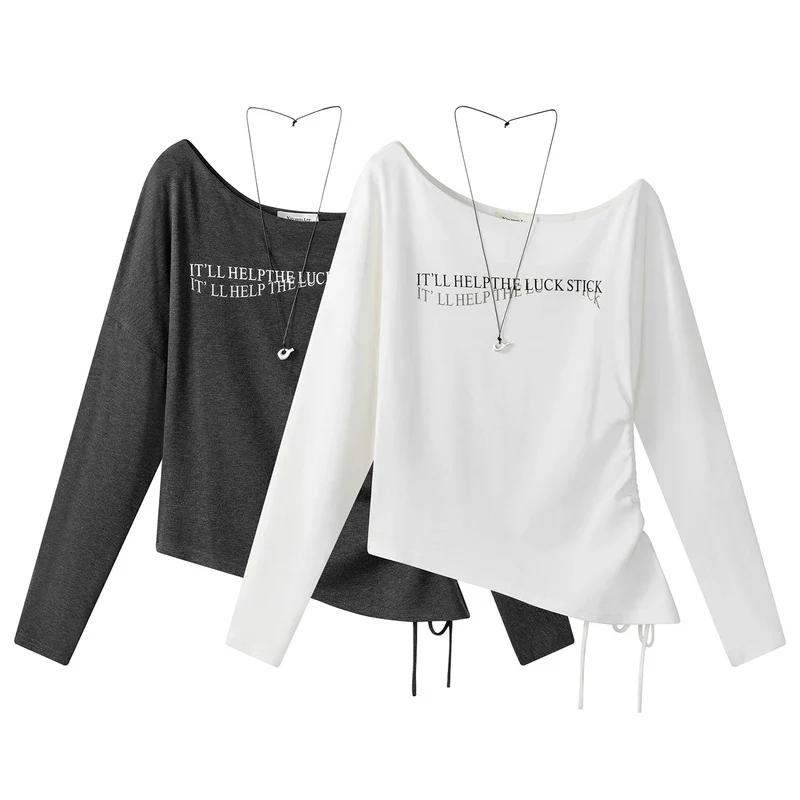 Off-Shoulder Drawstring Hem Top
