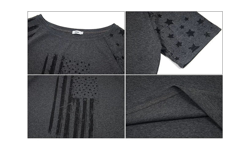Off-Shoulder Flag Print Short Sleeve Top - Image 9