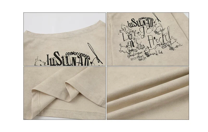 Off-Shoulder Graphic Long Sleeve Top - Image 10
