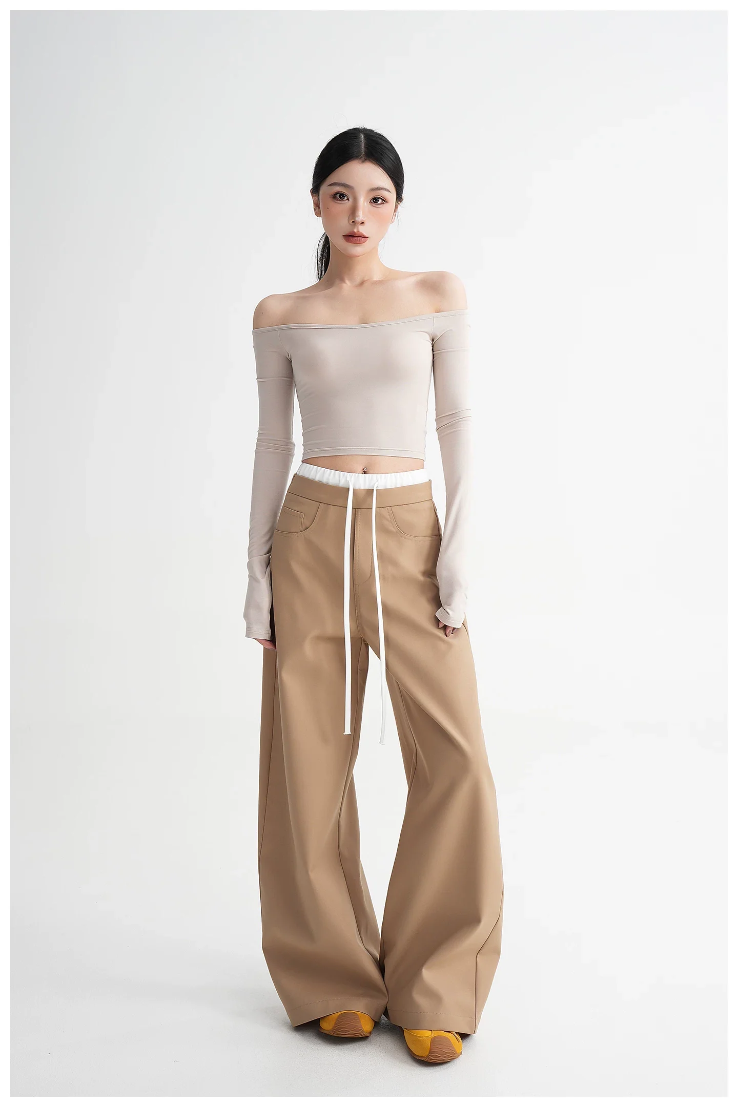 Off-Shoulder Long Sleeve Crop Top - Image 8