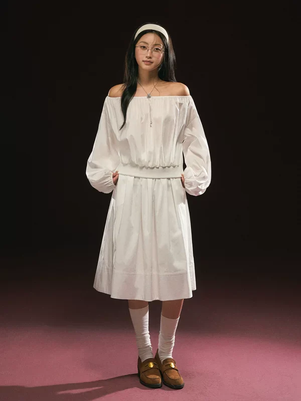 Off-Shoulder Long Sleeve Top and Skirt - Image 5