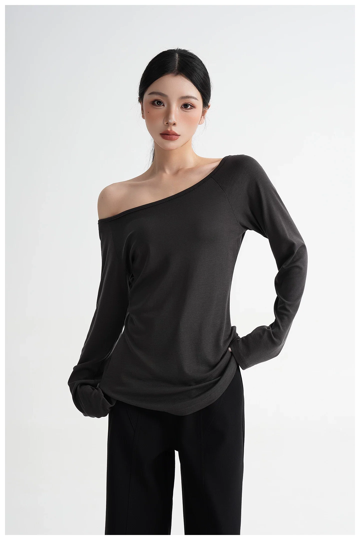 Off-Shoulder Lyocell Long-Sleeve T-Shirt - Image 11