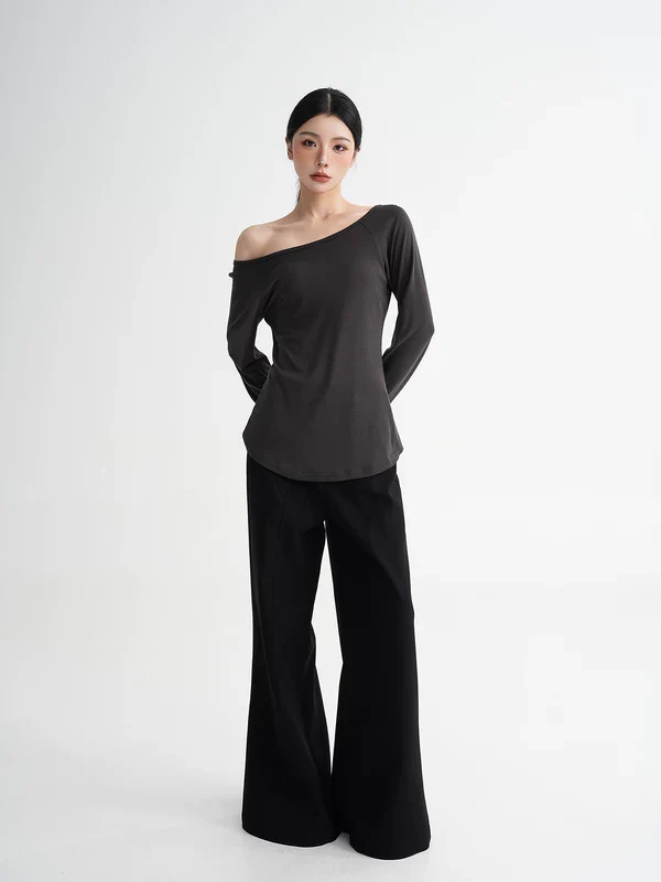 Off-Shoulder Lyocell Long-Sleeve T-Shirt - Image 12