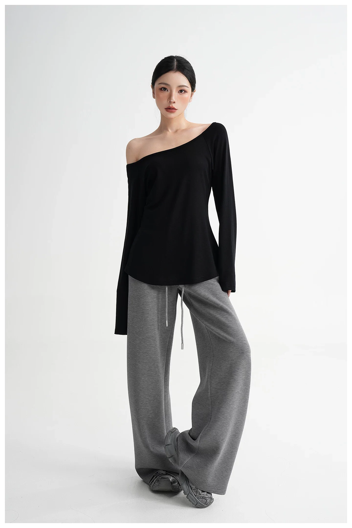 Off-Shoulder Lyocell Long-Sleeve T-Shirt - Image 3