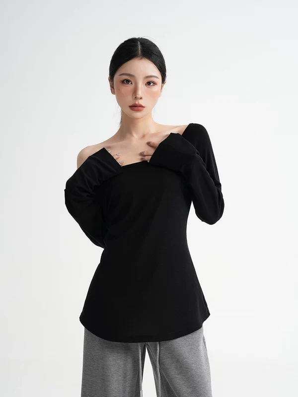 Off-Shoulder Lyocell Long-Sleeve T-Shirt - Image 5
