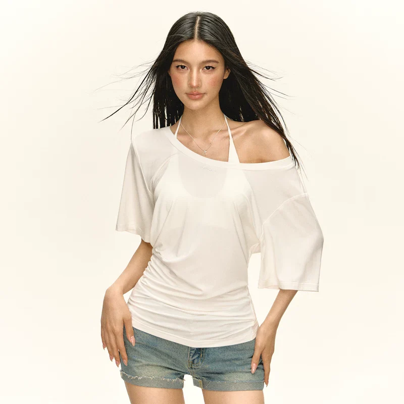 Off-Shoulder Short Sleeve T-Shirt - Image 2