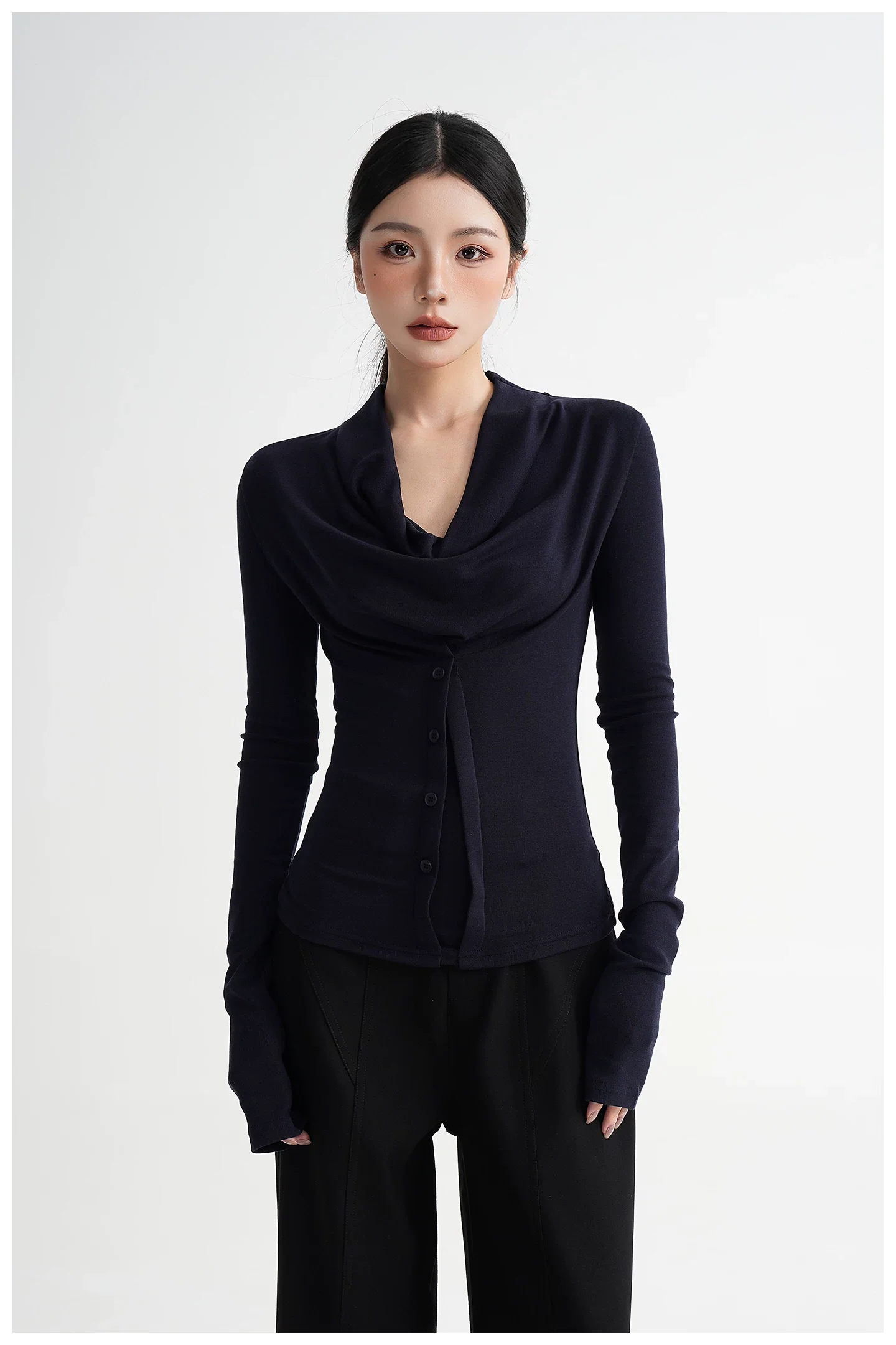 Off-Shoulder Slim Fit Long Sleeve Top - Image 3