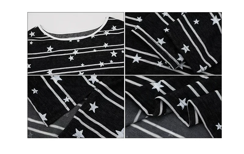 Off-Shoulder Star Print Long Sleeve Top - Image 9