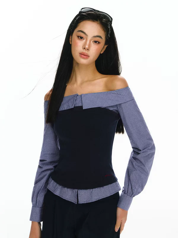 Off-Shoulder Two-Piece Blouse and Pants - Image 3