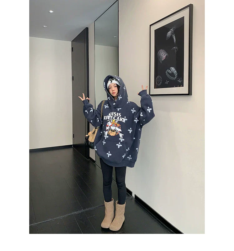 Oversized Cartoon Graphic Hooded Sweatshirt - Image 10