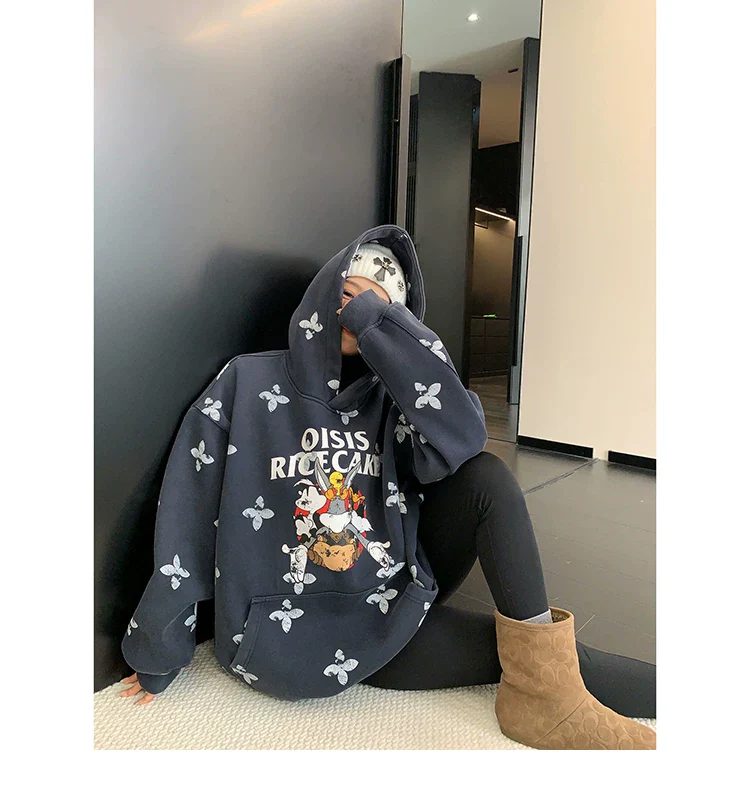 Oversized Cartoon Graphic Hooded Sweatshirt - Image 5