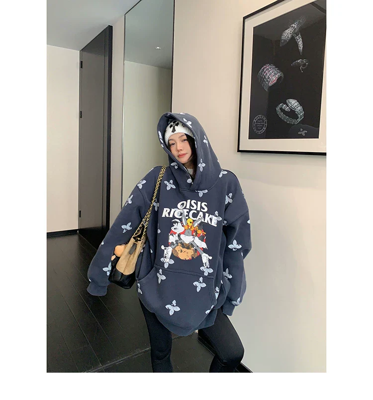 Oversized Cartoon Graphic Hooded Sweatshirt - Image 6