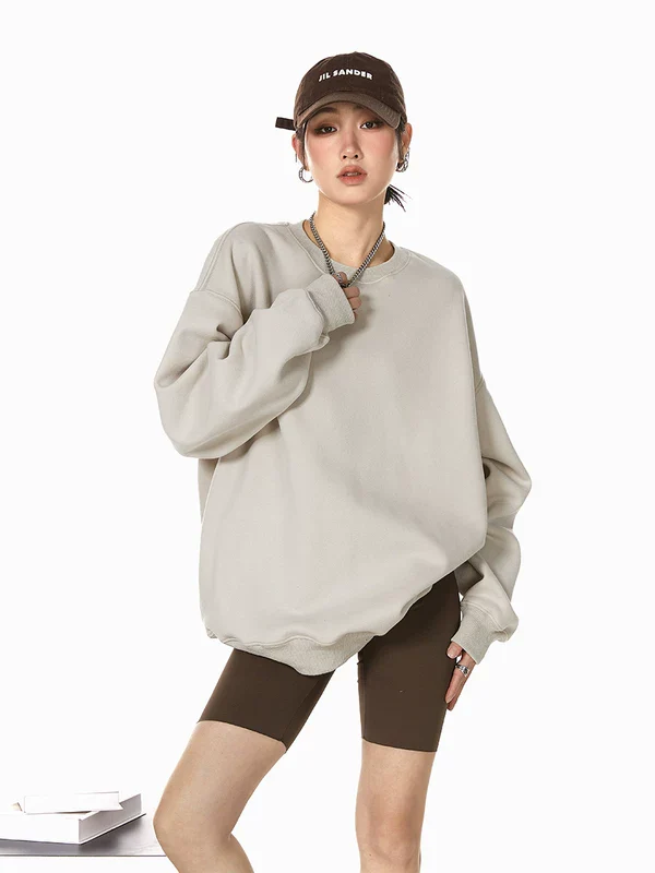 Oversized Crew Neck Sweatshirt Pullover - Image 2