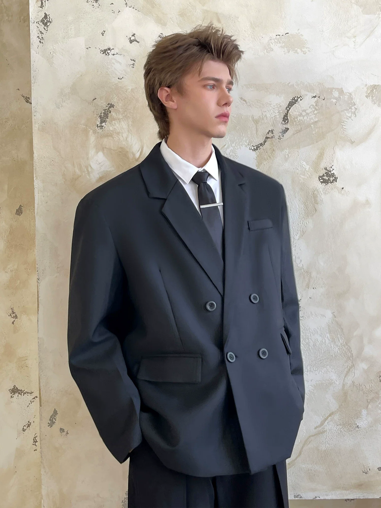 Double-Breasted Wide-Shoulder Jacket - Image 2