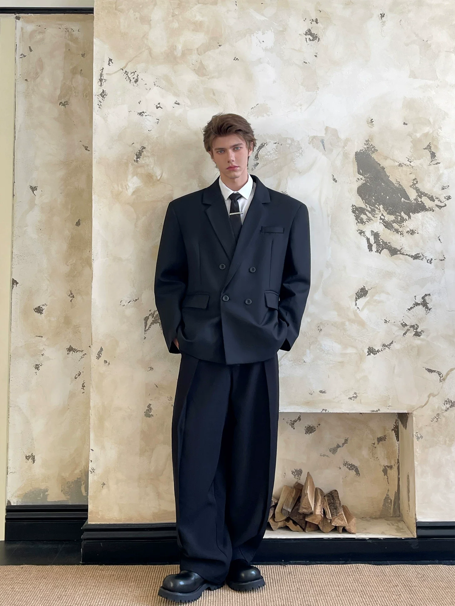 Double-Breasted Wide-Shoulder Jacket - Image 8