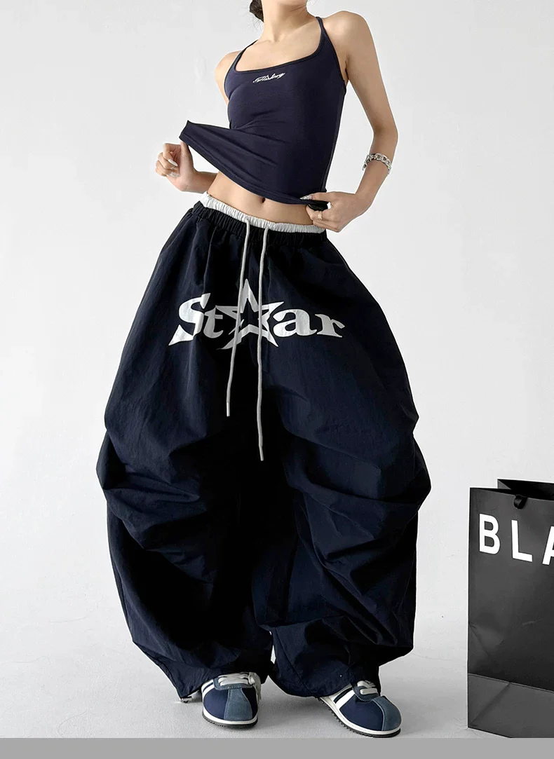 Oversized Drawstring Wide Leg Cargo Pants - Image 7