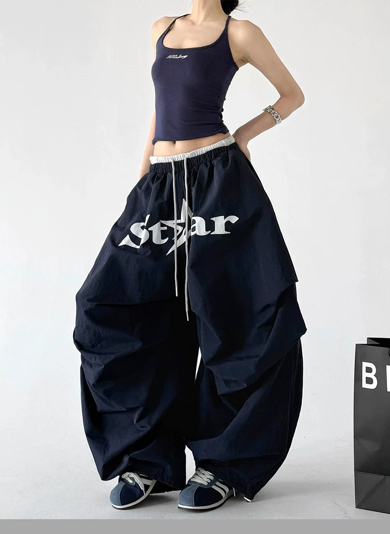 Oversized Drawstring Wide Leg Cargo Pants - Image 8