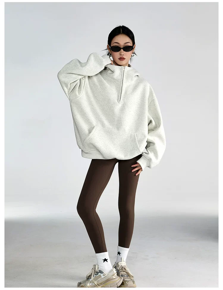 Oversized Half-Zip Hooded Sweatshirt - Image 12