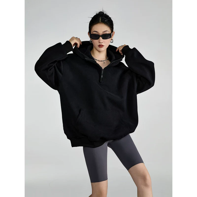 Oversized Half-Zip Hooded Sweatshirt - Image 6