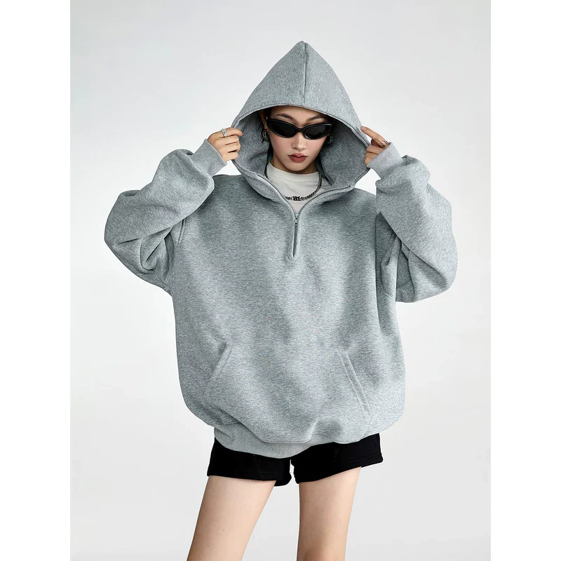 Oversized Half-Zip Hooded Sweatshirt - Image 9