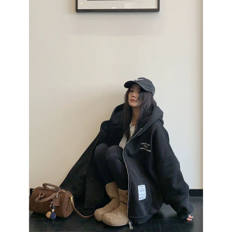 Oversized Zip Up Hooded Jacket - Image 4