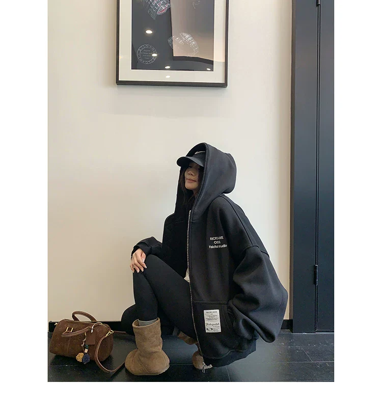 Oversized Zip Up Hooded Jacket - Image 6