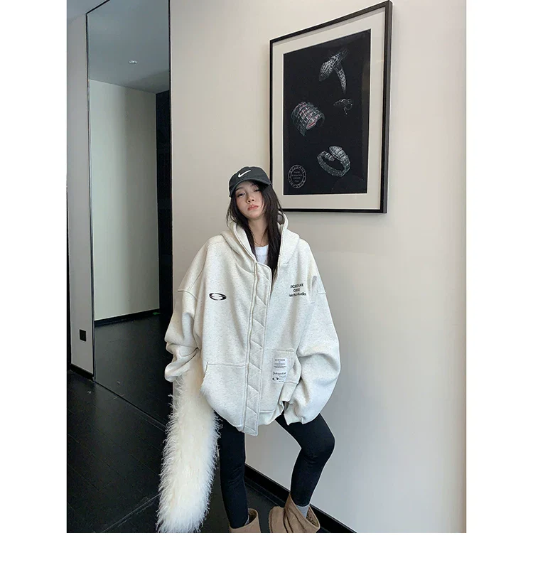 Oversized Zip Up Hooded Jacket - Image 7