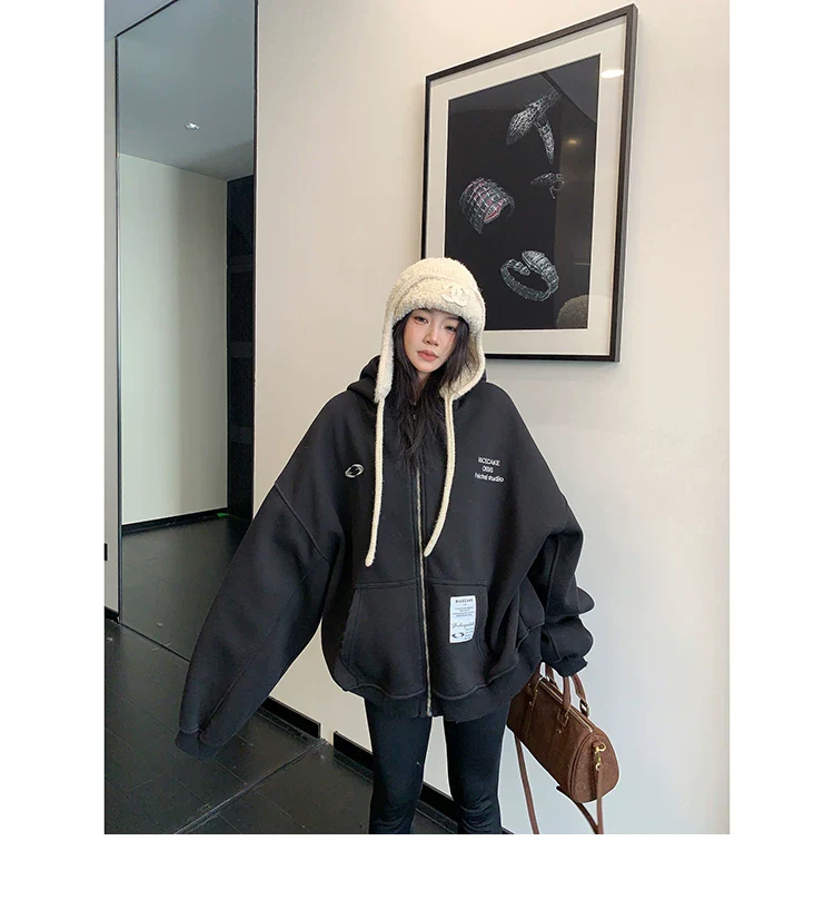 Oversized Zip Up Hooded Jacket - Image 8