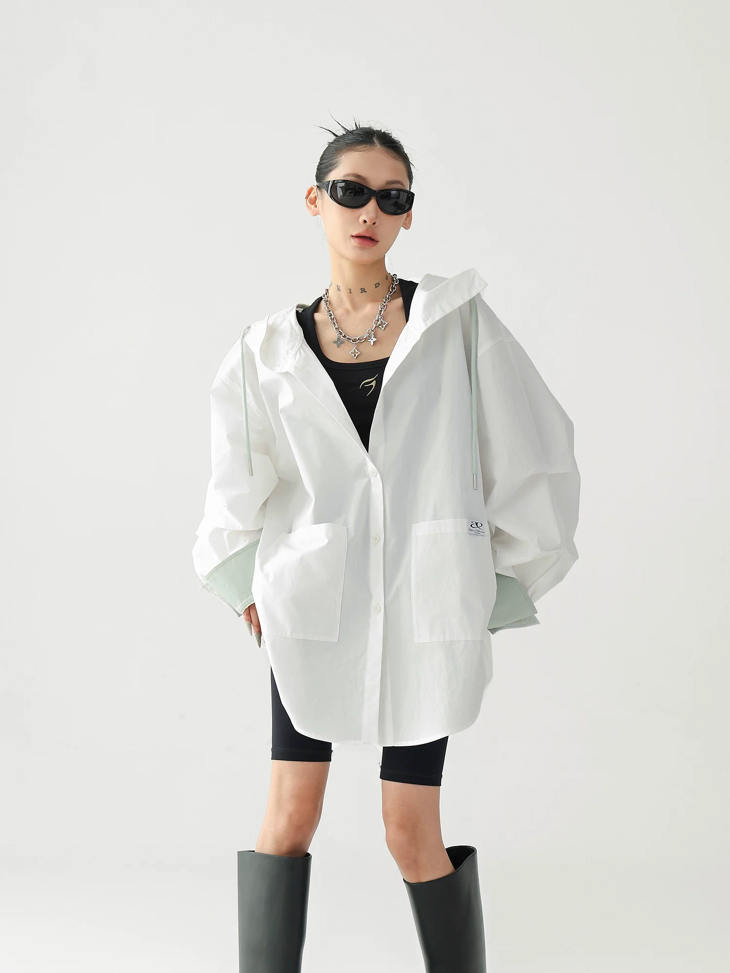 Oversized Hooded Long Sleeve Sunscreen Shirt