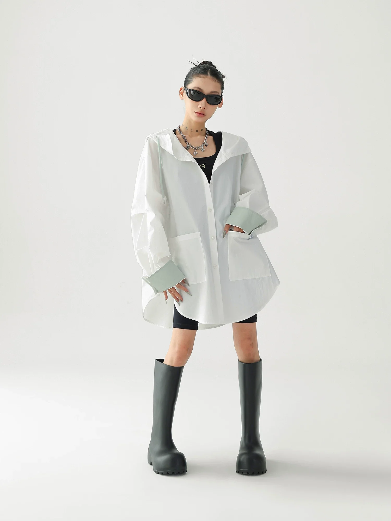 Oversized Hooded Long Sleeve Sunscreen Shirt - Image 4