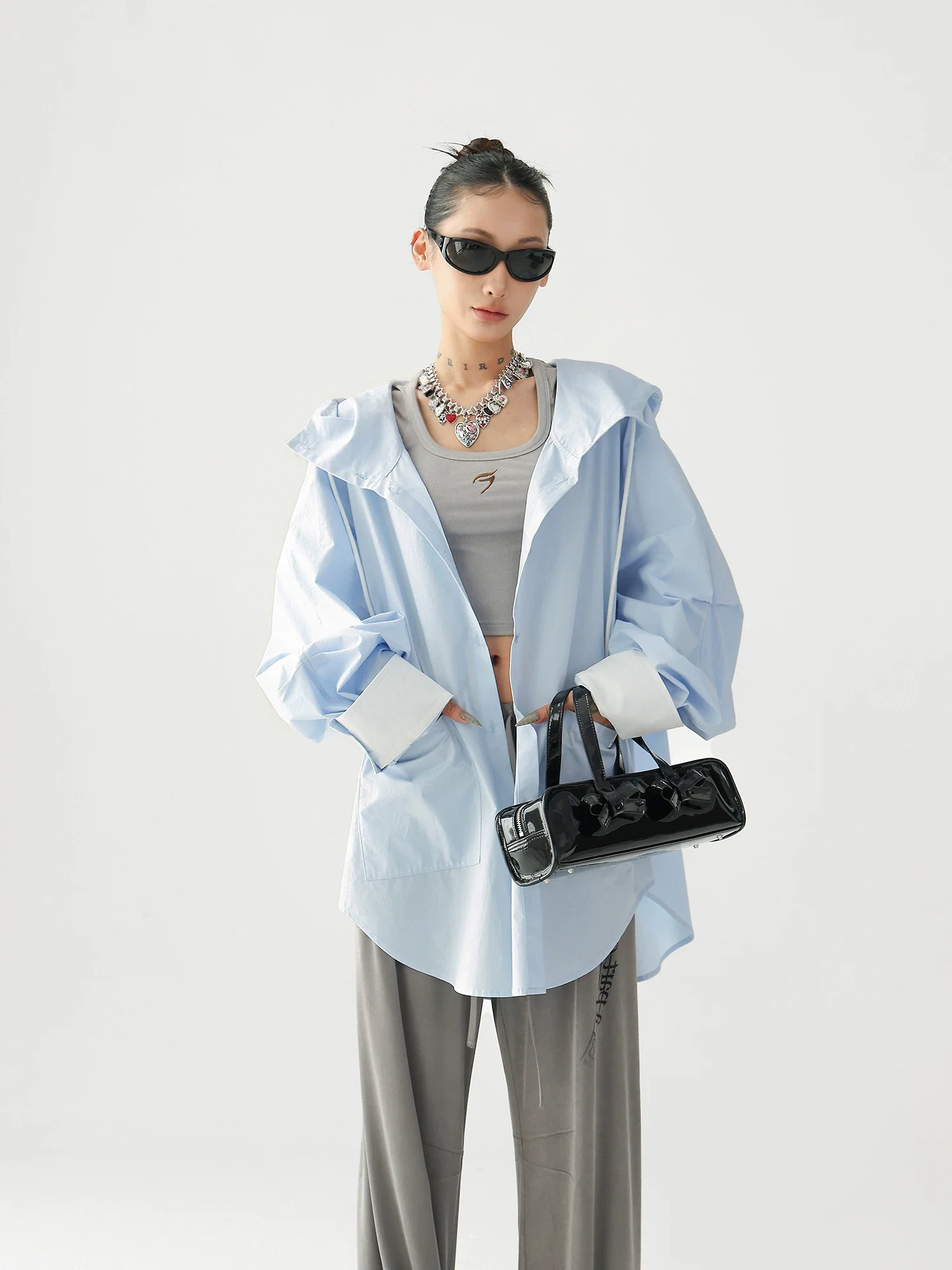 Oversized Hooded Long Sleeve Sunscreen Shirt - Image 5
